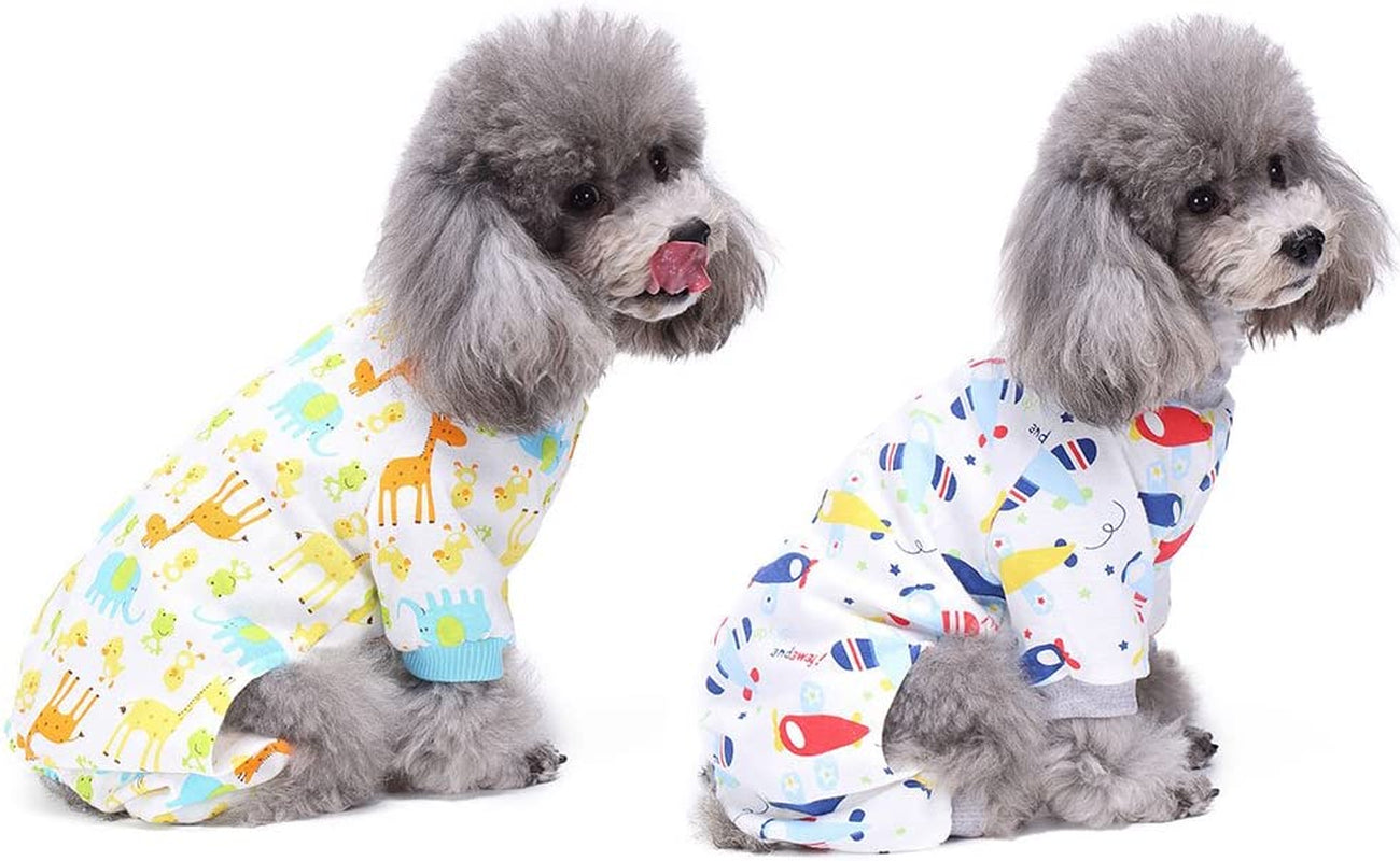 2-Pack Dog Clothes Dogs Cats Onesie Soft Dog Pajamas Cotton Puppy Rompers Pet Jumpsuits Cozy Bodysuits for Small Dogs and Cats