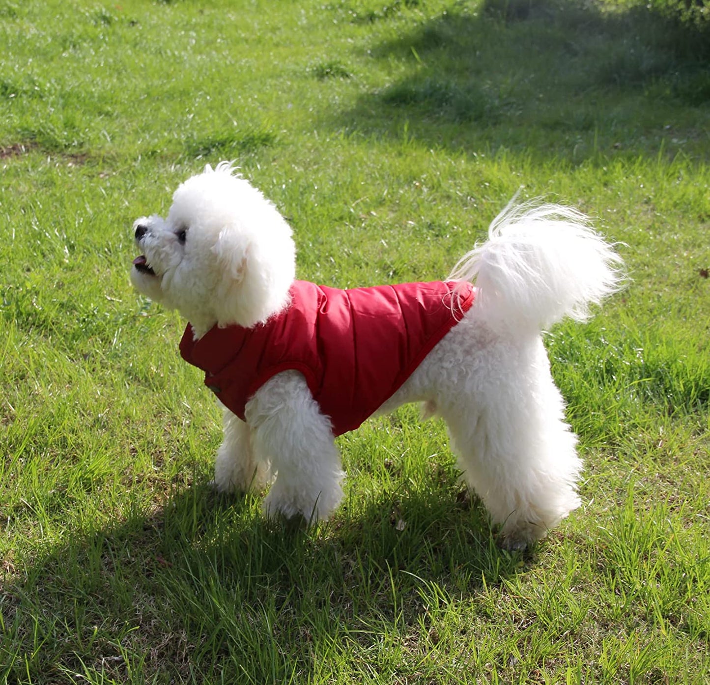 2 Layers Fleece Lined Warm Dog Jacket for Puppy Winter Cold Weather,Soft Windproof Small Dog Coat,Red XS