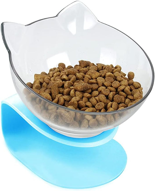 Cat Elevated Bowl with Raised Stand, 15° Tilted Neck Guard Stand Raised Pet Food Water Feeder Bowl for Cats or Small Dogs