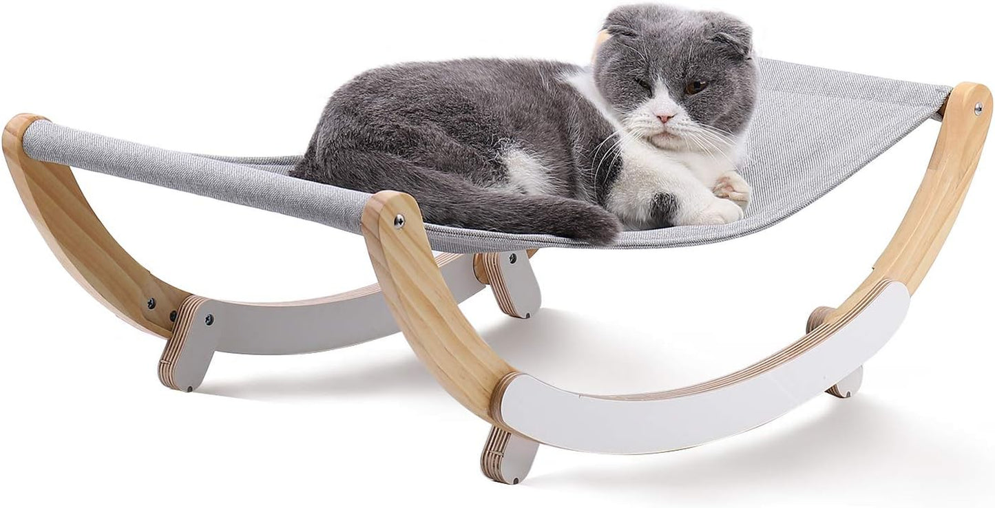 Cat Hammock, New Moon Cat Swing Chair, Elevated Cat Bed for Indoor Cats, Cat Furniture Gift for Cat or Small Dog, Grey