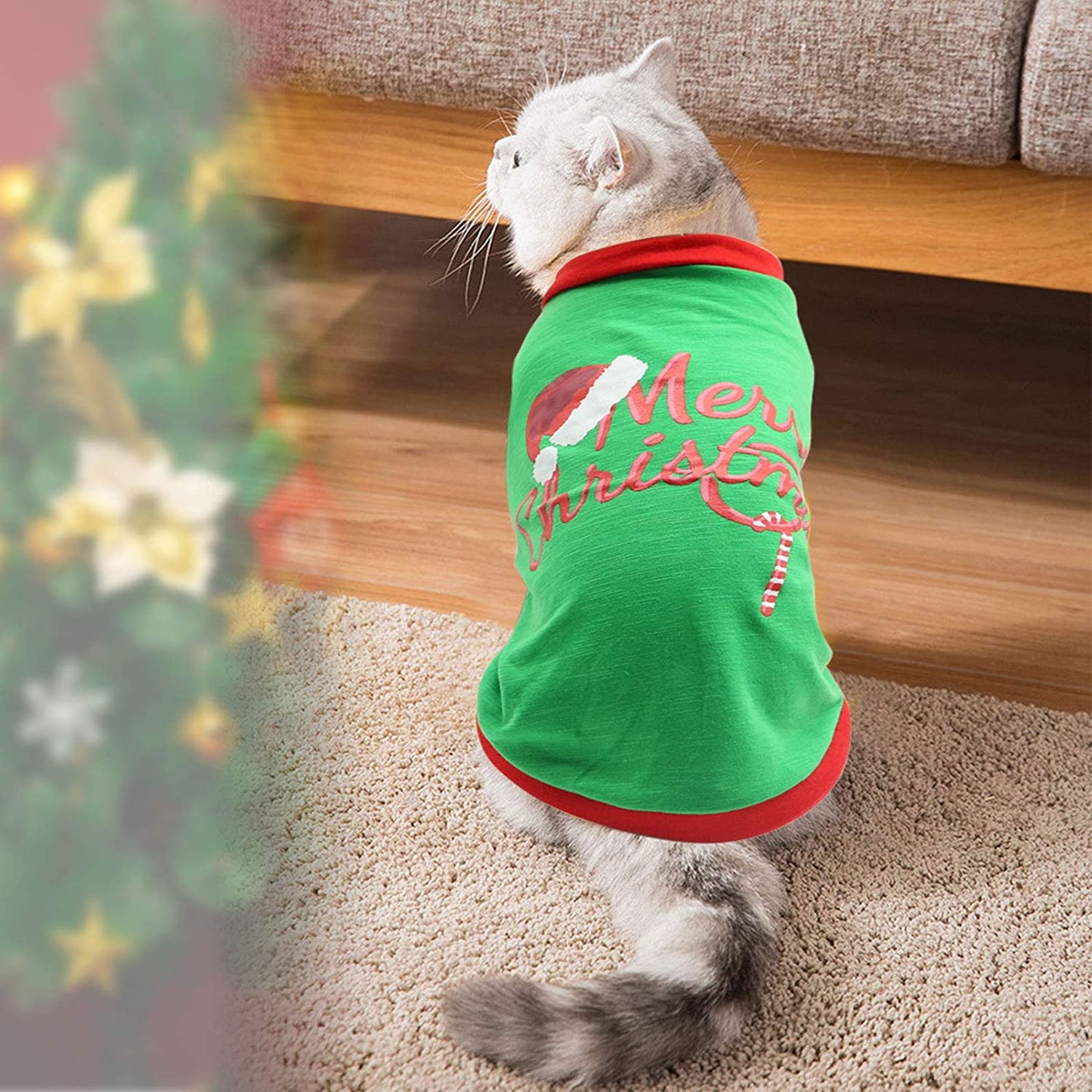 2 Pack Christmas Dog Shirts for Pet Clothes Soft Breathable Puppy Shirts Printed Pet T-Shirt Puppy Dog Clothes for Small Dogs Cats Christmas Cosplay,M
