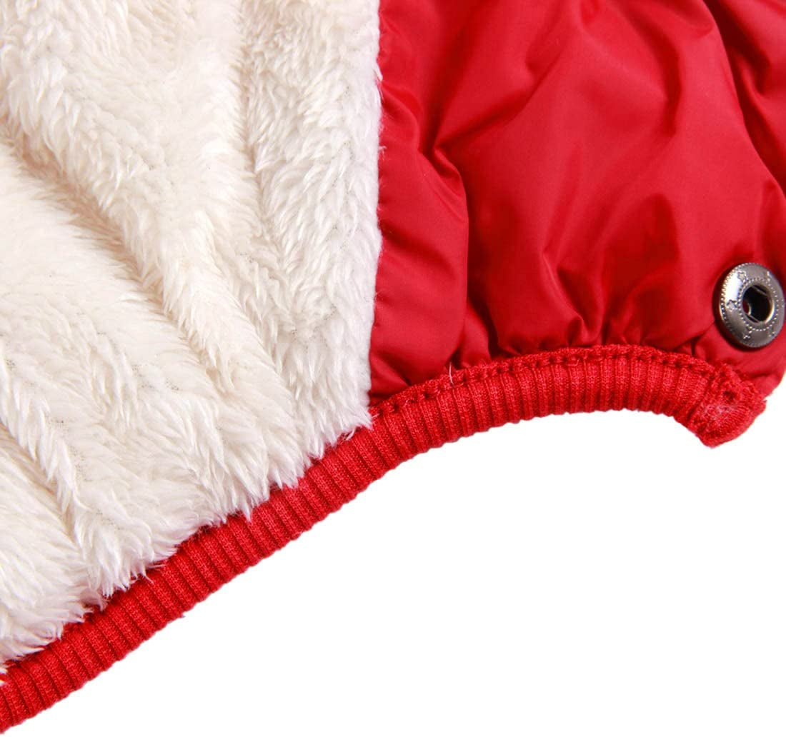 2 Layers Fleece Lined Warm Dog Jacket for Puppy Winter Cold Weather,Soft Windproof Small Dog Coat,Red XS